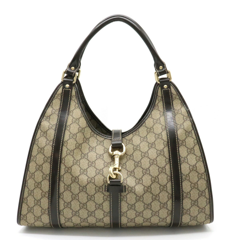 Gucci Jackie GG Plus Supreme Shoulder Bag Leather Beige Brown Cream